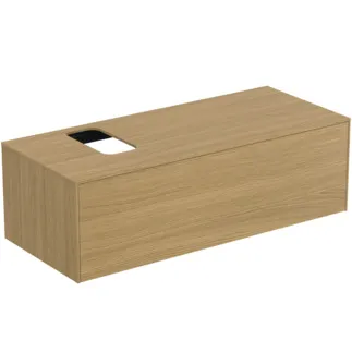 IDEAL STANDARD CONCA - Toaletní stolek 1202x505x370 mm ve světlé dubové dýze, 1 zásuvka - bez úchytky, s plným výsuvem, otevírání push-to-open, soft-close, předem smontovaný, dřevo z udržitelných zdrojů, dýha z pravého dřeva #T3932Y6 - světlý dub
