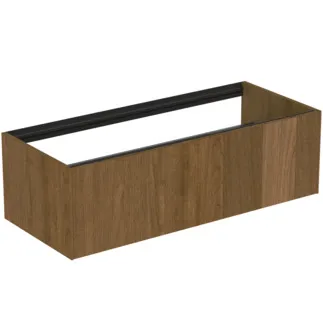 IDEAL STANDARD CONCA - Toaletní stolek 1200x505x360 mm v dekoru tmavý ořech, 1 zásuvka - bez úchytky, s plným výsuvem, otevírání push-to-open, soft-close, předem smontovaný, dřevo z udržitelných zdrojů, dýha z pravého dřeva #T3933Y5 - tmavý ořech