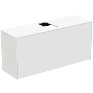 IDEAL STANDARD CONCA - toaletní stolek 1202x373x550 mm v bílém matném laku, 2 zásuvky - bez úchytky, plný výsuv, otevírání push-to-open, SoftClosing, předem smontované, dřevo z udržitelných zdrojů #T3937Y1 - Bílý matný