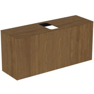 IDEAL STANDARD CONCA - toaletní skříňka 1202x373x550 mm v dekoru tmavý ořech, 2 zásuvky - bez úchytky, plný výsuv, otevírání push-to-open, SoftClosing, předmontováno, dřevo z udržitelných zdrojů, dýha z pravého dřeva #T3937Y5 - tmavý ořech