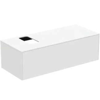IDEAL STANDARD CONCA - toaletní stolek 1202x505x370 mm v bílém matném laku, 1 zásuvka - bez úchytky, plný výsuv, otevírání push-to-open, SoftClosing, předmontovaný, dřevo z udržitelných zdrojů #T3932Y1 - Bílý matný