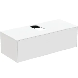 IDEAL STANDARD CONCA - toaletní stolek 1202x505x370 mm v bílém matném laku, 1 zásuvka - bez úchytky, plný výsuv, otevírání push-to-open, SoftClosing, předmontovaný, dřevo z udržitelných zdrojů #T3931Y1 - Bílý matný