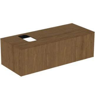 IDEAL STANDARD CONCA - toaletní stolek 1202x505x370 mm v dekoru tmavý ořech, 1 zásuvka - bez úchytky, plnovýsuv, otevírání push-to-open, soft-close, předmontováno, dřevo z udržitelných zdrojů, dýha z pravého dřeva #T3932Y5 - tmavý ořech