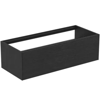 IDEAL STANDARD CONCA - Toaletní stolek 1200x505x360 mm v dubové dýze s fládrováním, 1 zásuvka - bez úchytky, plný výsuv, otevírání push-to-open, SoftClosing, předmontováno, dřevo z udržitelných zdrojů, pravá dřevěná dýha #T3933Y4 - dub fládrovaný