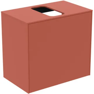 IDEAL STANDARD CONCA - Toaletní stolek 602x373x550 mm v matném laku Sunset, 2 zásuvky - bez úchytky, plný výsuv, otevírání push-to-open, SoftClosing, prostorově úsporný, předem smontovaný, dřevo z udržitelných zdrojů #T3934Y3 - Sunset matt