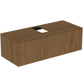 IDEAL STANDARD CONCA - toaletní stolek 1202x505x370 mm v dekoru tmavý ořech, 1 zásuvka - bez úchytky, plnovýsuv, otevírání push-to-open, soft-close, předmontováno, dřevo z udržitelných zdrojů, dýha z pravého dřeva #T3931Y5 - tmavý ořech