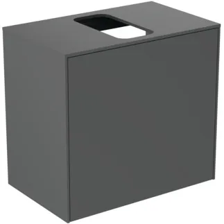IDEAL STANDARD CONCA - toaletní skříňka 602x373x550 mm, antracitově matný lak, 2 zásuvky - bez úchytky, plný výsuv, otevírání push-to-open, SoftClosing, prostorově úsporná, předem smontovaná, dřevo z udržitelných zdrojů #T3934Y2 - antracitově matný