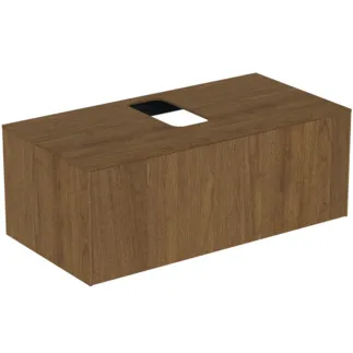 IDEAL STANDARD CONCA - Toaletní stolek 1002x505x370 mm v dekoru tmavý ořech, 1 zásuvka - bez úchytky, s plným výsuvem, otevírání push-to-open, soft-close, předem smontovaný, dřevo z udržitelných zdrojů, dýha z pravého dřeva #T3930Y5 - tmavý ořech