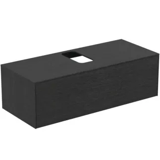 IDEAL STANDARD CONCA - Toaletní stolek 1202x505x370 mm, dubová dýha s fládrováním, 1 zásuvka - bez úchytky, plný výsuv, otevírání push-to-open, SoftClosing, předmontováno, dřevo z udržitelných zdrojů, pravá dřevěná dýha #T3931Y4 - dub fládrovaný