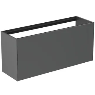 IDEAL STANDARD CONCA - toaletní skříňka 1200x373x540 mm, antracitově matný lak, 2 zásuvky - bez úchytky, plný výsuv, otevírání push-to-open, SoftClosing, předem smontovaná, dřevo z udržitelných zdrojů #T3939Y2 - antracitově matný
