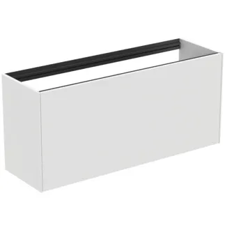 IDEAL STANDARD CONCA - toaletní stolek 1200x373x540 mm v bílém matném laku, 2 zásuvky - bez úchytky, plný výsuv, otevírání push-to-open, SoftClosing, předmontované, dřevo z udržitelných zdrojů #T3939Y1 - Bílý matný