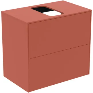 IDEAL STANDARD CONCA - Toaletní stolek 602x373x550 mm v matném laku Sunset, 2 zásuvky - bez úchytky, plný výsuv, otevírání push-to-open, SoftClosing, prostorově úsporný, předem smontovaný, dřevo z udržitelných zdrojů #T3946Y3 - Sunset matt