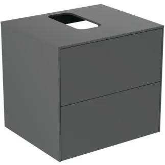 IDEAL STANDARD CONCA - toaletní skříňka 602x505x550 mm, antracitově matný lak, 2 zásuvky - bez úchytky, plný výsuv, otevírání push-to-open, SoftClosing, předem smontovaná, dřevo z udržitelných zdrojů #T3940Y2 - antracitově matný