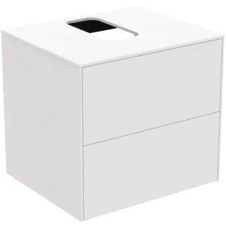 IDEAL STANDARD CONCA - toaletní skříňka 602x505x550 mm v bílém matném laku, 2 zásuvky - bez úchytky, s plným výsuvem, otevírání push-to-open, SoftClosing, předem smontovaná, dřevo z udržitelných zdrojů #T3940Y1 - Bílý matný povrch