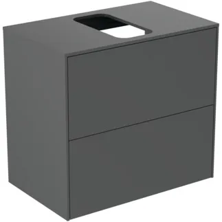 IDEAL STANDARD CONCA - toaletní skříňka 602x373x550 mm, antracitově matný lak, 2 zásuvky - bez úchytky, plný výsuv, otevírání push-to-open, SoftClosing, prostorově úsporná, předem smontovaná, dřevo z udržitelných zdrojů #T3946Y2 - antracitově matný