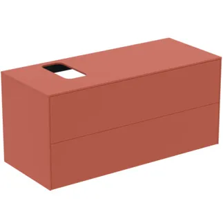 IDEAL STANDARD CONCA - Toaletní stolek 1202x505x550 mm v matném laku Sunset, 2 zásuvky - bez úchytky, plný výsuv, otevírání push-to-open, SoftClosing, předmontované, dřevo z udržitelných zdrojů #T3944Y3 - Sunset matt