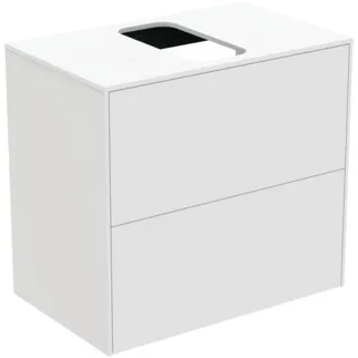 IDEAL STANDARD CONCA - toaletní stolek 602x373x550 mm v bílém matném laku, 2 zásuvky - bez úchytky, plný výsuv, otevírání push-to-open, SoftClosing, prostorově úsporný, předem smontovaný, dřevo z udržitelných zdrojů #T3946Y1 - Bílý matný