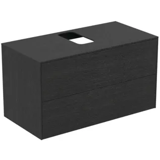 IDEAL STANDARD CONCA - Toaletní stolek 1002x505x550 mm v dubové dýze s fládrováním, 2 zásuvky - bez úchytky, plný výsuv, otevírání push-to-open, SoftClosing, předmontováno, dřevo z udržitelných zdrojů, pravá dřevěná dýha #T3942Y4 - dub fládrovaný