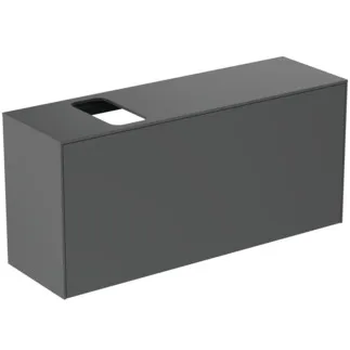 IDEAL STANDARD CONCA - toaletní skříňka 1202x373x550 mm, antracitově matný lak, 2 zásuvky - bez úchytky, plný výsuv, otevírání push-to-open, SoftClosing, předem smontovaná, dřevo z udržitelných zdrojů #T3938Y2 - antracitově matný