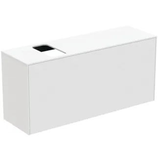 IDEAL STANDARD CONCA - toaletní stolek 1202x373x550 mm v bílém matném laku, 2 zásuvky - bez úchytky, plný výsuv, otevírání push-to-open, SoftClosing, předem smontované, dřevo z udržitelných zdrojů #T3938Y1 - Bílý matný