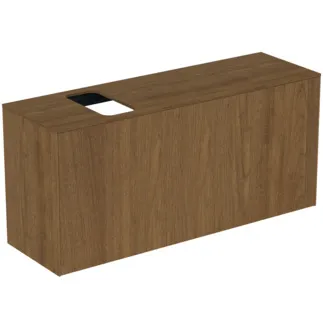 IDEAL STANDARD CONCA - toaletní skříňka 1202x373x550 mm v dekoru tmavý ořech, 2 zásuvky - bez úchytky, plný výsuv, otevírání push-to-open, SoftClosing, předmontováno, dřevo z udržitelných zdrojů, dýha z pravého dřeva #T3938Y5 - tmavý ořech