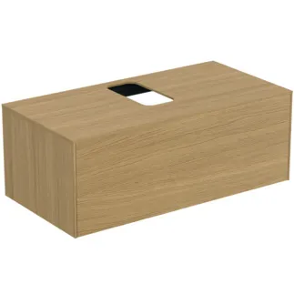 IDEAL STANDARD CONCA - Toaletní stolek 1002x505x370 mm ve světlé dubové dýze, 1 zásuvka - bez úchytky, s plným výsuvem, otevírání push-to-open, soft-close, předem smontovaný, dřevo z udržitelných zdrojů, dýha z pravého dřeva #T3930Y6 - světlý dub