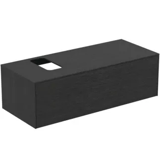 IDEAL STANDARD CONCA - Toaletní stolek 1202x505x370 mm, dubová dýha s fládrováním, 1 zásuvka - bez úchytky, plný výsuv, otevírání push-to-open, SoftClosing, předmontováno, dřevo z udržitelných zdrojů, pravá dřevěná dýha #T3932Y4 - dub fládrovaný