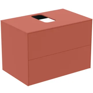 IDEAL STANDARD CONCA - Toaletní stolek 802x505x550 mm v matném laku Sunset, 2 zásuvky - bez úchytky, plný výsuv, otevírání push-to-open, SoftClosing, předmontované, dřevo z udržitelných zdrojů #T3941Y3 - Sunset matt