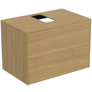 IDEAL STANDARD CONCA - toaletní stolek 802x505x550 mm ve světlé dubové dýze, 2 zásuvky - bez úchytek, s plným výsuvem, s otevíráním Push-to-open, SoftClosing, předem smontovaný, dřevo z udržitelných zdrojů, pravá dřevěná dýha #T3941Y6 - světlý dub