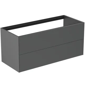 IDEAL STANDARD CONCA - toaletní skříňka 1200x505x540 mm, antracitově matný lak, 2 zásuvky - bez úchytky, plný výsuv, otevírání push-to-open, SoftClosing, předem smontovaná, dřevo z udržitelných zdrojů #T3945Y2 - antracitově matný