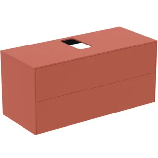 IDEAL STANDARD CONCA - Toaletní stolek 1202x505x550 mm v matném laku Sunset, 2 zásuvky - bez úchytky, plný výsuv, otevírání push-to-open, SoftClosing, předmontované, dřevo z udržitelných zdrojů #T3943Y3 - Sunset matt