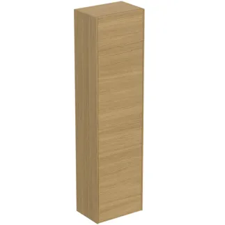 IDEAL STANDARD CONCA - Skříňka 370x250x1400 mm, světlá dubová dýha, 1 dvířka - bez úchytek, otevírání push-to-open, předem smontovaná, dřevo z udržitelných zdrojů, pravá dřevěná dýha #T3956Y6 - světlý dub