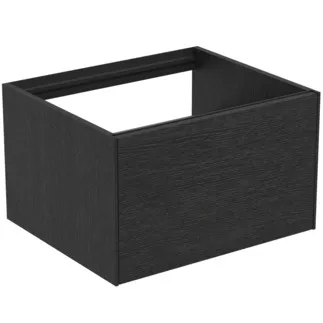 IDEAL STANDARD CONCA - Toaletní stolek 600x505x360 mm v dubové dýze s fládrováním, 1 zásuvka - bez úchytky, plný výsuv, otevírání push-to-open, SoftClosing, předmontováno, dřevo z udržitelných zdrojů, pravá dřevěná dýha #T3982Y4 - dub fládrovaný