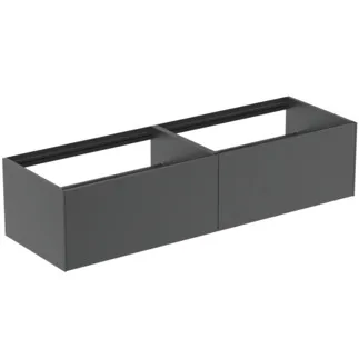 IDEAL STANDARD CONCA - toaletní skříňka 1585x505x360 mm, antracitově matný lak, 2 zásuvky - bez úchytky, plný výsuv, otevírání push-to-open, SoftClosing, předem smontovaná, dřevo z udržitelných zdrojů #T3984Y2 - antracitově matný