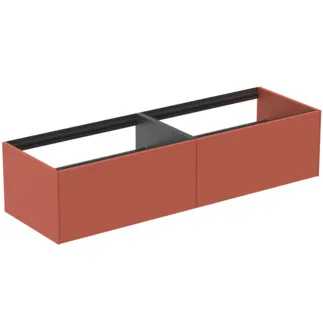 IDEAL STANDARD CONCA - Toaletní stolek 1585x505x360 mm v matném laku Sunset, 2 zásuvky - bez úchytky, plný výsuv, otevírání push-to-open, SoftClosing, předmontované, dřevo z udržitelných zdrojů #T3984Y3 - Sunset matt