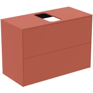 IDEAL STANDARD CONCA - Toaletní stolek 802x373x550 mm v matném laku Sunset, 2 zásuvky - bez úchytky, plný výsuv, otevírání push-to-open, SoftClosing, předmontované, dřevo z udržitelných zdrojů #T3947Y3 - Sunset matt