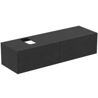 IDEAL STANDARD CONCA - Toaletní stolek 1587x505x370 mm, dubová dýha, 4 zásuvky - bez úchytek, plný výsuv, otevírání push-to-open, SoftClosing, předmontováno, dřevo z udržitelných zdrojů, pravá dřevěná dýha #T3983Y4 - dub fládrovaný