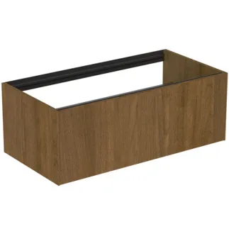 IDEAL STANDARD CONCA - Toaletní stolek 1000x505x360 mm v dekoru tmavý ořech, 1 zásuvka - bez úchytky, s plným výsuvem, otevírání push-to-open, soft-close, předem smontovaný, dřevo z udržitelných zdrojů, dýha z pravého dřeva #T3988Y5 - tmavý ořech