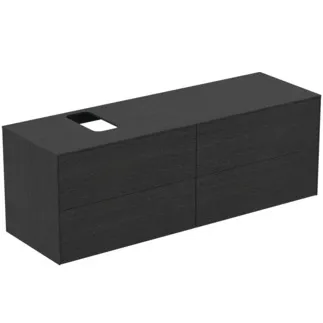 IDEAL STANDARD CONCA - Toaletní stolek 1587x505x550 mm, dubová dýha s fládrováním, 2 zásuvky - bez úchytky, plný výsuv, otevírání push-to-open, SoftClosing, předmontováno, dřevo z udržitelných zdrojů, pravá dřevěná dýha #T3989Y4 - dub s fládrováním