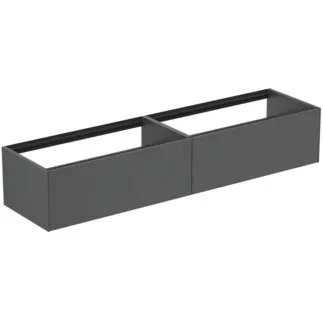 IDEAL STANDARD CONCA - toaletní skříňka 1985x505x360 mm, antracitově matný lak, 2 zásuvky - bez úchytky, plný výsuv, otevírání push-to-open, SoftClosing, předmontované, dřevo z udržitelných zdrojů #T3987Y2 - antracitově matný