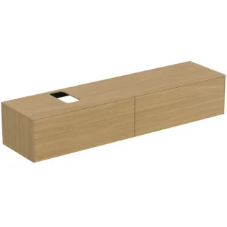 IDEAL STANDARD CONCA - toaletní skříňka 1987x505x370 mm ve světlé dubové dýze, 2 zásuvky - bez úchytky, plný výsuv, otevírání push-to-open, SoftClosing, předmontováno, dřevo z udržitelných zdrojů, pravá dřevěná dýha #T3986Y6 - světlý dub