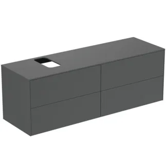 IDEAL STANDARD CONCA - toaletní skříňka 1587x505x550 mm, antracitově matný lak, 2 zásuvky - bez úchytky, plný výsuv, otevírání push-to-open, SoftClosing, předem smontovaná, dřevo z udržitelných zdrojů #T3989Y2 - antracitově matný