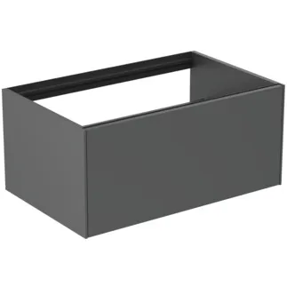 IDEAL STANDARD CONCA - toaletní stolek 800x505x360 mm, antracitově matný lak, 1 zásuvka - bez úchytky, plný výsuv, otevírání push-to-open, SoftClosing, předmontovaný, dřevo z udržitelných zdrojů #T3985Y2 - antracitově matný