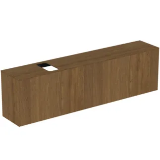 IDEAL STANDARD CONCA - toaletní skříňka 1987x373x550 mm v dekoru tmavý ořech, 4 zásuvky - bez úchytky, plný výsuv, otevírání push-to-open, SoftClosing, předmontováno, dřevo z udržitelných zdrojů, dýha z pravého dřeva #T3998Y5 - tmavý ořech