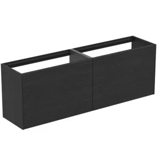 IDEAL STANDARD CONCA - Toaletní stolek 1585x373x540 mm, dubová dýha s fládrováním, 4 zásuvky - bez úchytky, plný výsuv, otevírání push-to-open, SoftClosing, předmontováno, dřevo z udržitelných zdrojů, pravá dřevěná dýha #T3996Y4 - dub s fládrováním