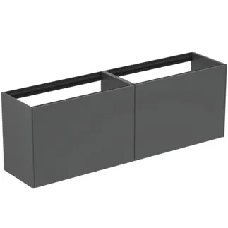 IDEAL STANDARD CONCA - toaletní skříňka 1585x373x540 mm, antracitově matný lak, 4 zásuvky - bez úchytky, s plným výsuvem, otevírání push-to-open, SoftClosing, předmontované, dřevo z udržitelných zdrojů #T3996Y2 - antracitově matný