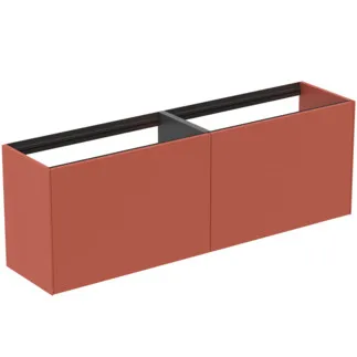 IDEAL STANDARD CONCA - Toaletní stolek 1585x373x540 mm v matném laku Sunset, 4 zásuvky - bez úchytky, plný výsuv, otevírání push-to-open, SoftClosing, předmontované, dřevo z udržitelných zdrojů #T3996Y3 - Sunset matt