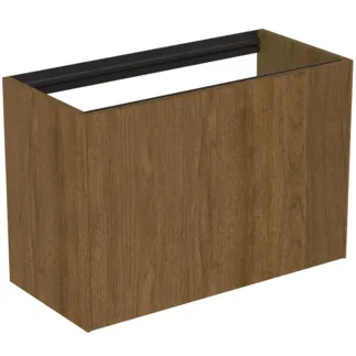 IDEAL STANDARD CONCA - toaletní stolek 800x373x540 mm v dekoru tmavý ořech, 2 zásuvky - bez úchytky, plný výsuv, otevírání push-to-open, SoftClosing, předmontováno, dřevo z udržitelných zdrojů, dýha z pravého dřeva #T3994Y5 - tmavý ořech