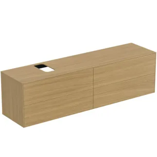 IDEAL STANDARD CONCA - toaletní skříňka 1987x505x550 mm, světlá dubová dýha, 4 zásuvky - bez úchytky, plný výsuv, otevírání push-to-open, SoftClosing, předmontováno, dřevo z udržitelných zdrojů, pravá dřevěná dýha #T3992Y6 - světlý dub
