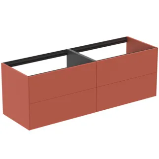 IDEAL STANDARD CONCA - Toaletní stolek 1585x505x540 mm v matném laku Sunset, 4 zásuvky - bez úchytky, plný výsuv, otevírání push-to-open, SoftClosing, předmontované, dřevo z udržitelných zdrojů #T3990Y3 - Sunset matt